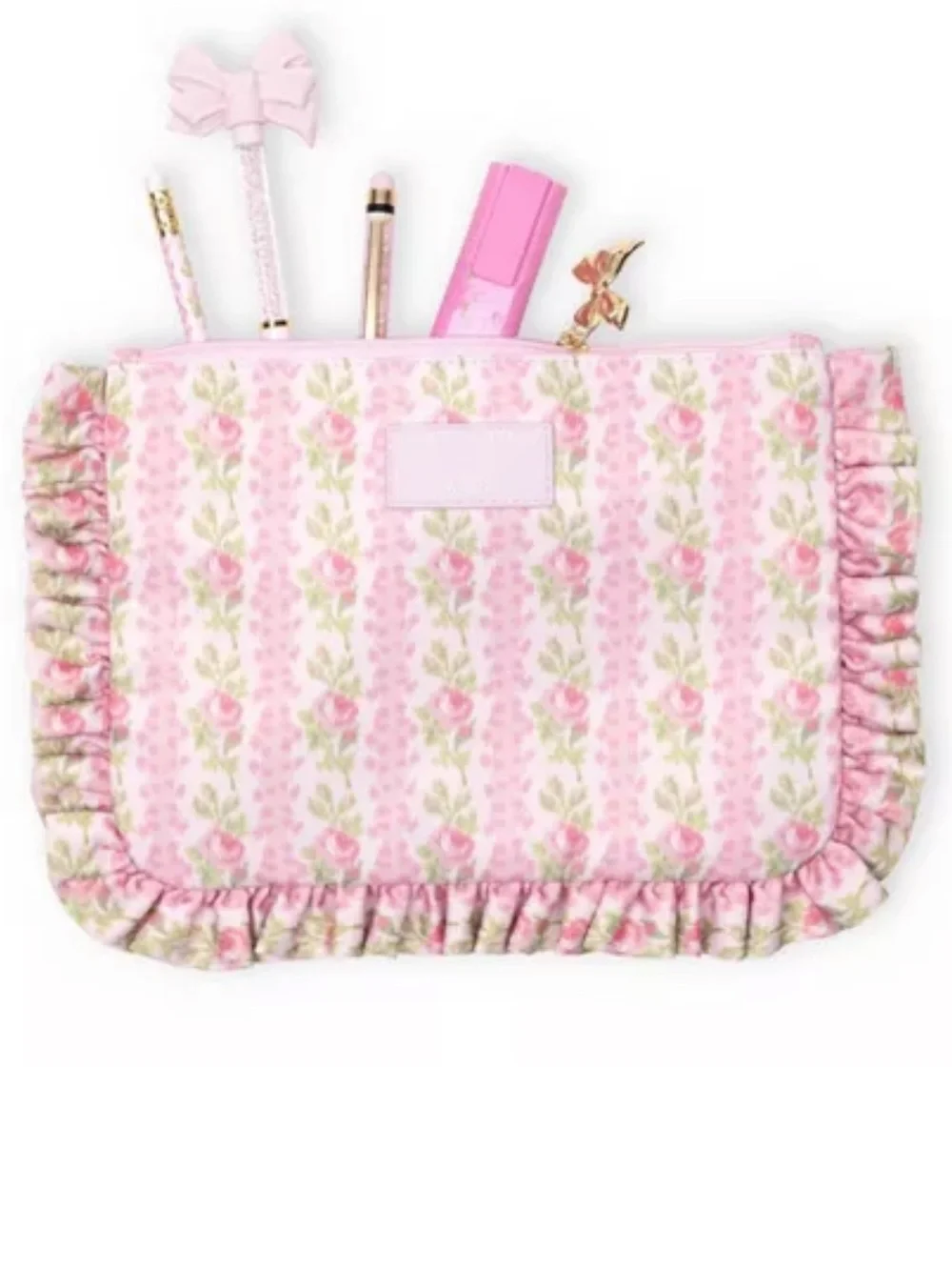 NWT LoveShackFancy x Target - Blooming Heirloom Bow Zip Ruffle Pouch/Clutch